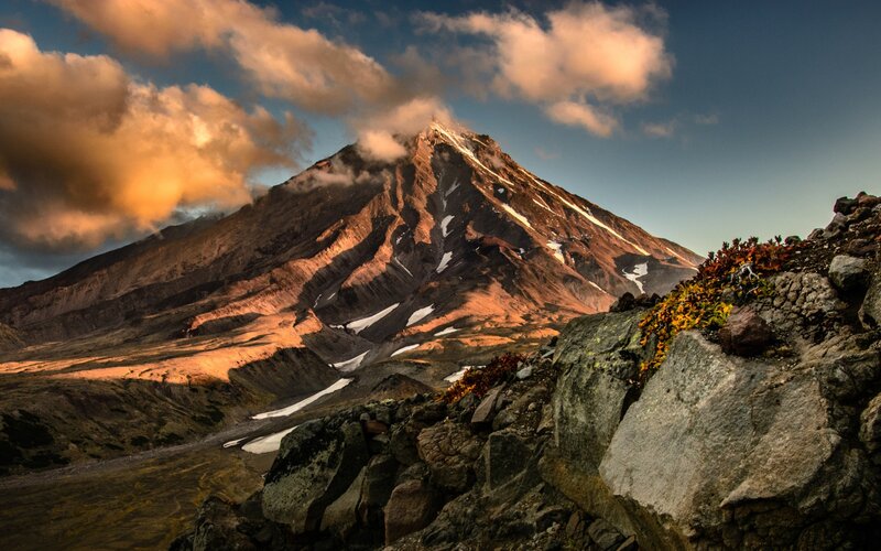 Volcanic Mountain Peak — Orange