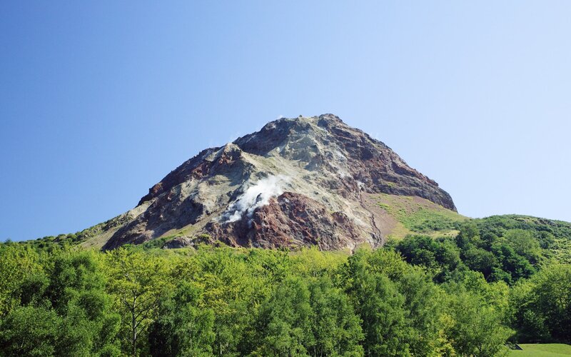Volcanic Mountain with Smoke — Green
