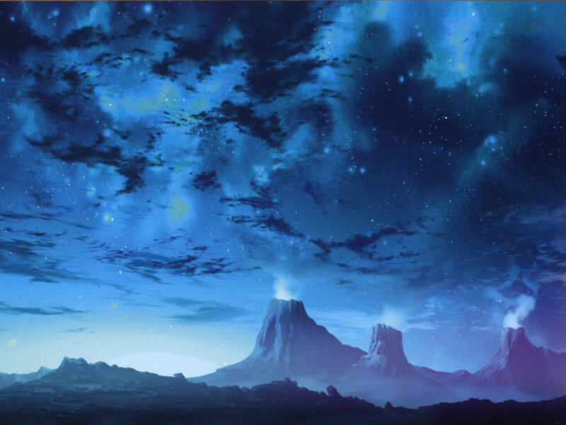 Volcanic Mountains at Night