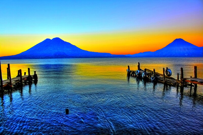 Volcanic Mountains at Sunset