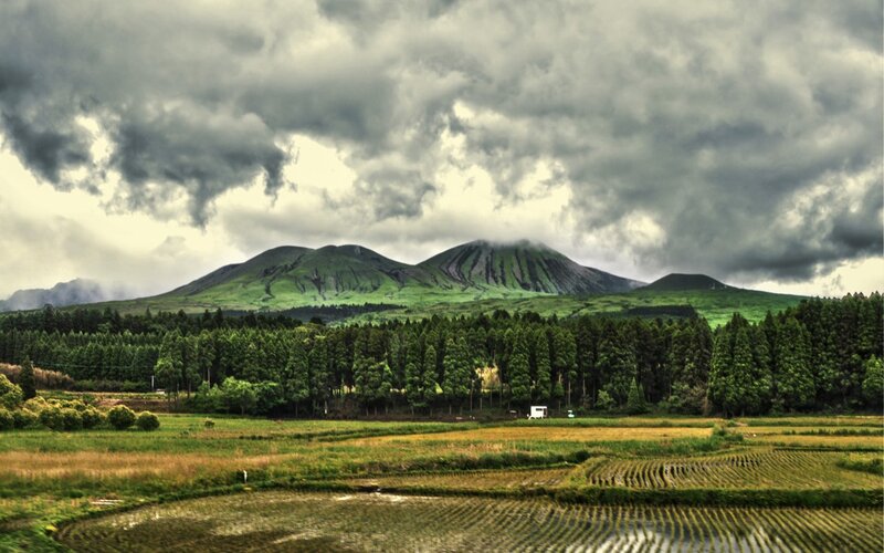 Volcanic Mountains Landscape — Green