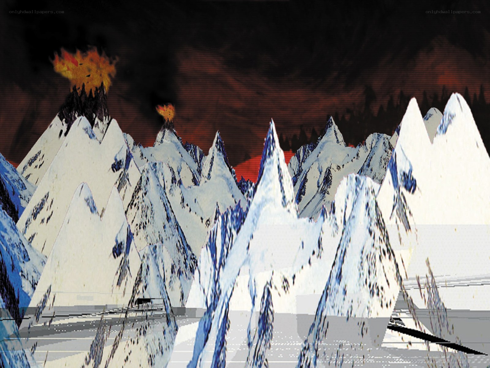 Volcanic mountainscape collage