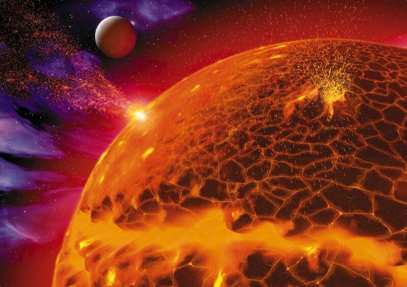 Volcanic planet in space