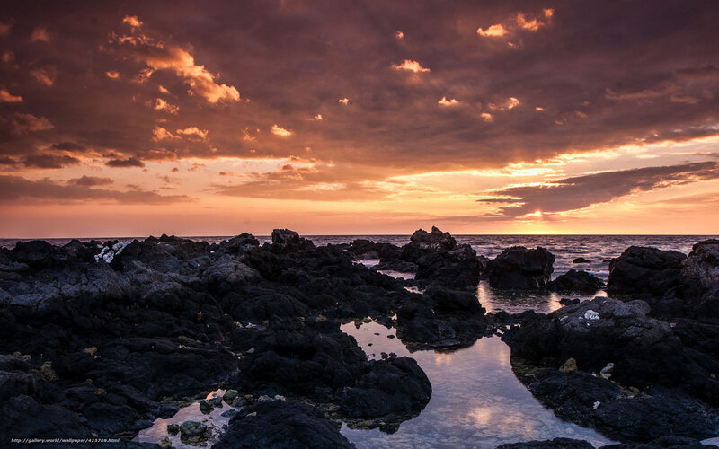 Volcanic Rocks at Sunset — Orange, Dramatic