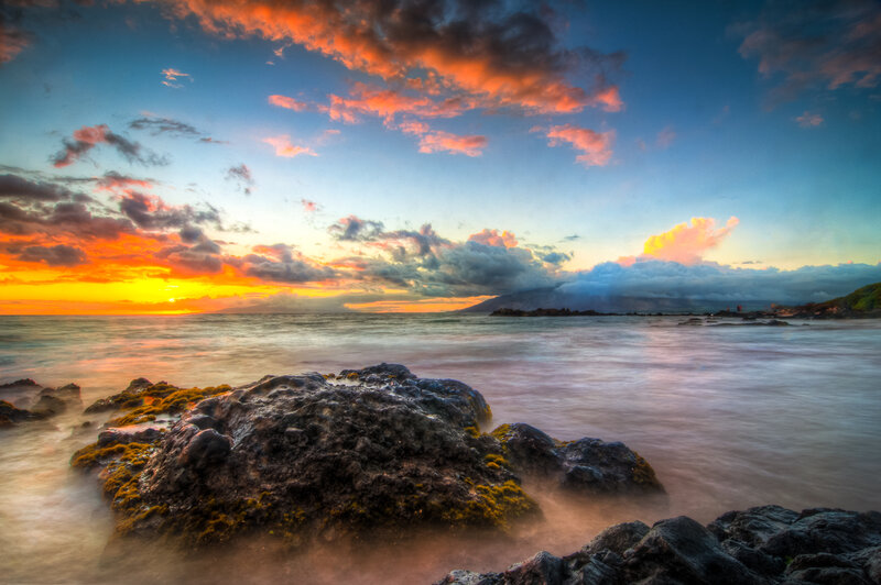 Volcanic Rocks at Sunset — Orange