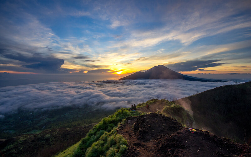 Volcano Above Clouds — Blue