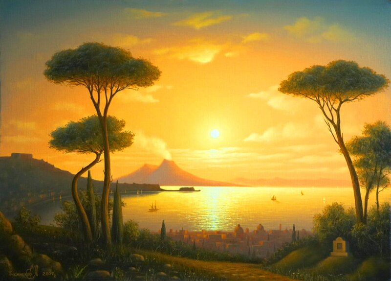 Volcano at Sunset — Orange
