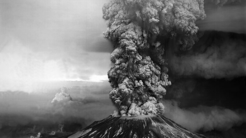 Volcano Erupting Ash — Black