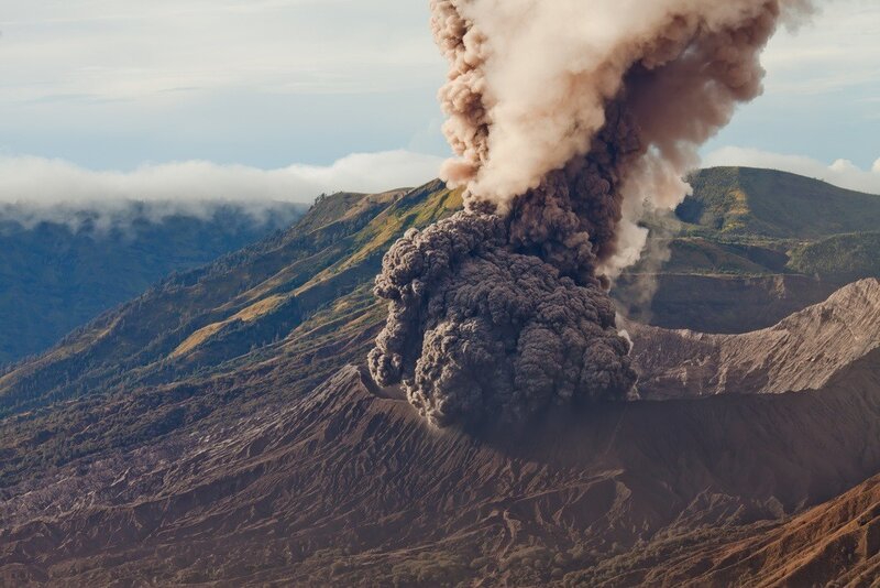 Volcano Erupting Ash — Brown