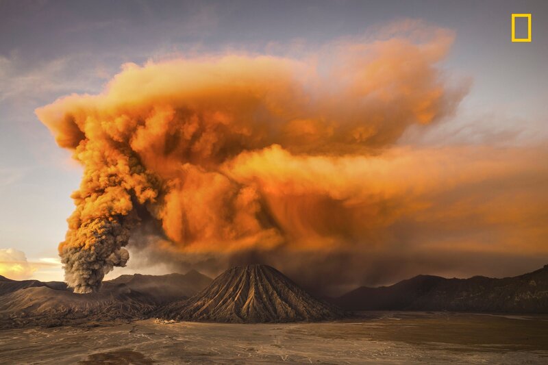 Volcano Erupting Ash — Orange