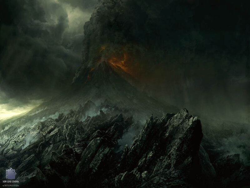 Volcano erupting at night