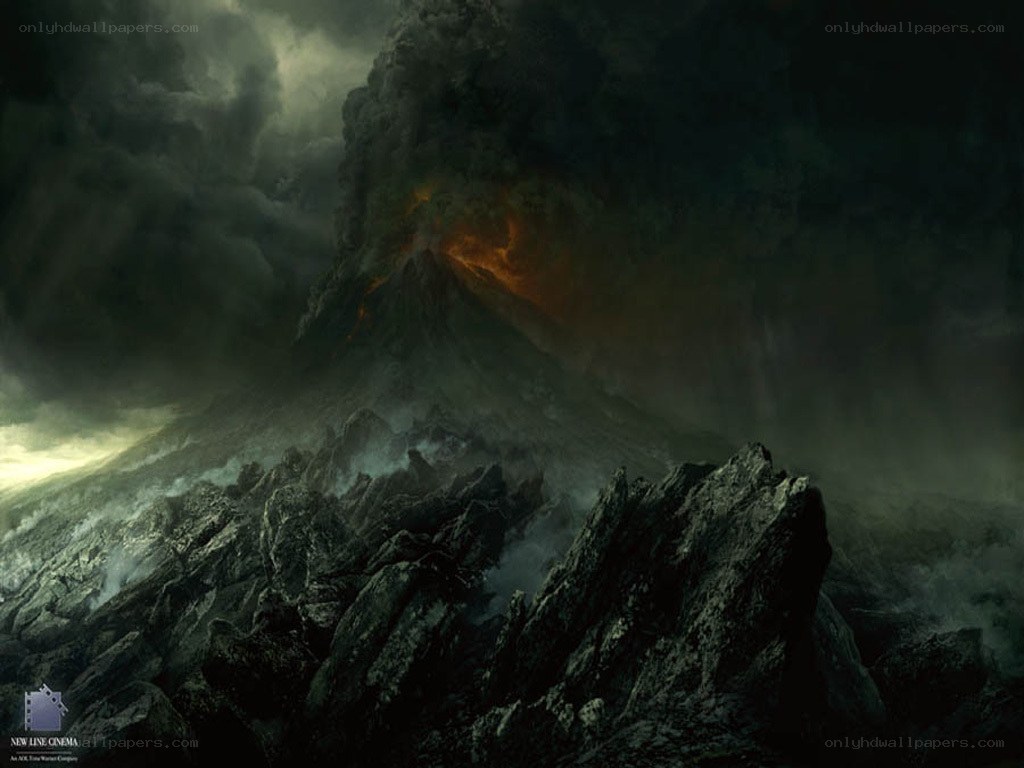 Volcano erupting at night