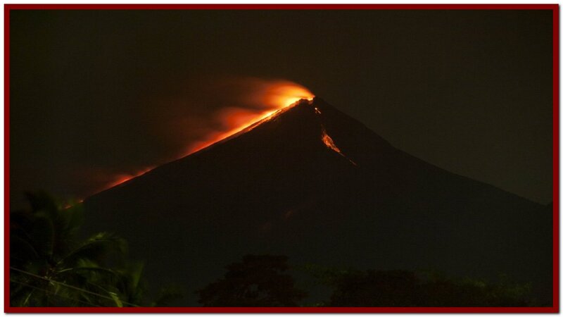 Volcano Erupting at Night — Black, Dramatic, Photograph, Lava, Smoke