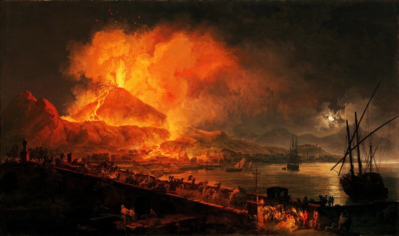 Volcano Erupting at Night — Orange, Dramatic