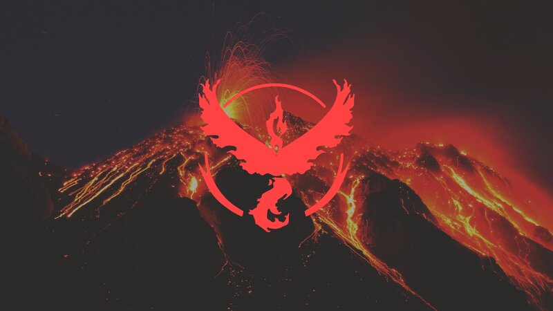Volcano Erupting at Night — Red, Dramatic, Digital Art, Lava