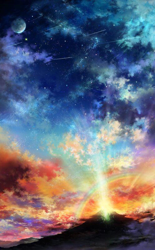 Volcano Erupting at Sunset — Blue
