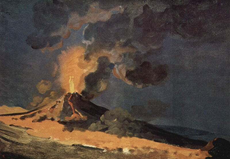 Volcano Erupting — Black, Dramatic, Night