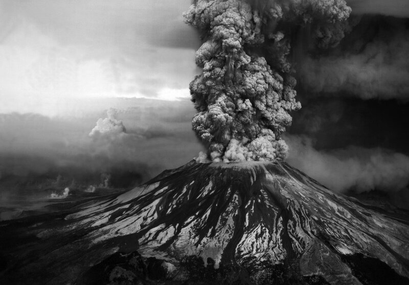 Volcano Erupting — Black, Dramatic, Photograph, Ash Cloud, Mountain, Sky, White
