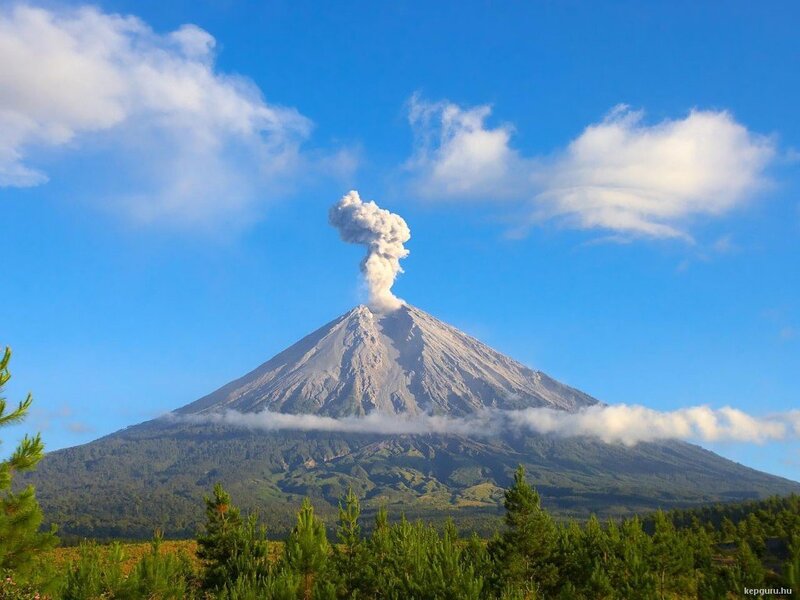 Volcano Erupting — Blue, Dramatic, Afternoon