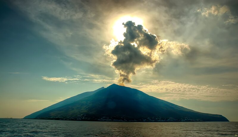 Volcano Erupting — Blue, Dramatic, Sunrise