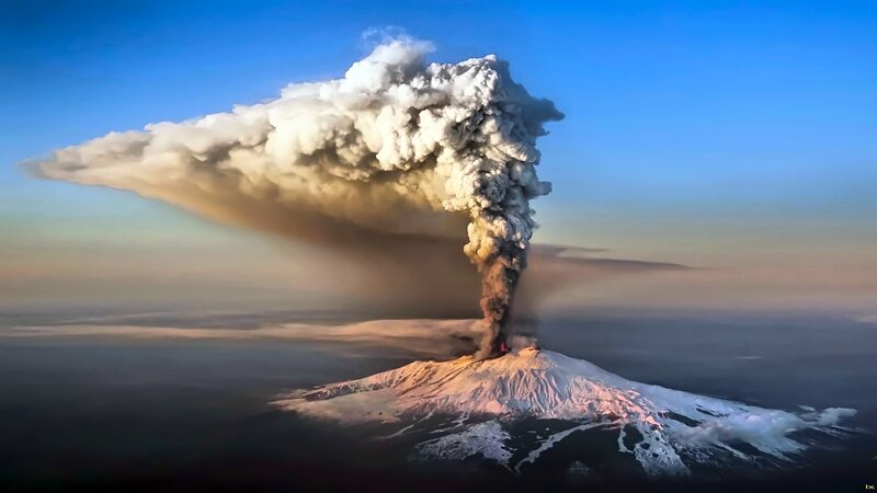 Volcano Erupting — Blue, Dramatic, Sunset