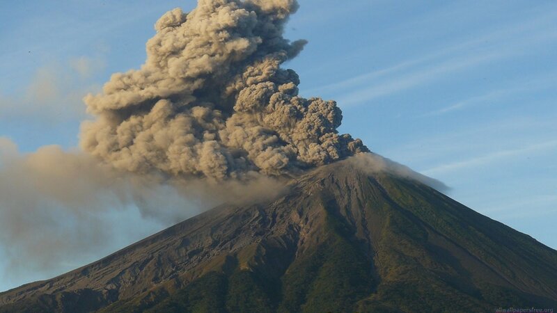 Volcano Erupting — Gray, Dramatic, Afternoon, Photograph, Smoke, Mountain