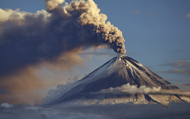 Volcano Erupting — Gray, Dramatic, Afternoon, Photograph