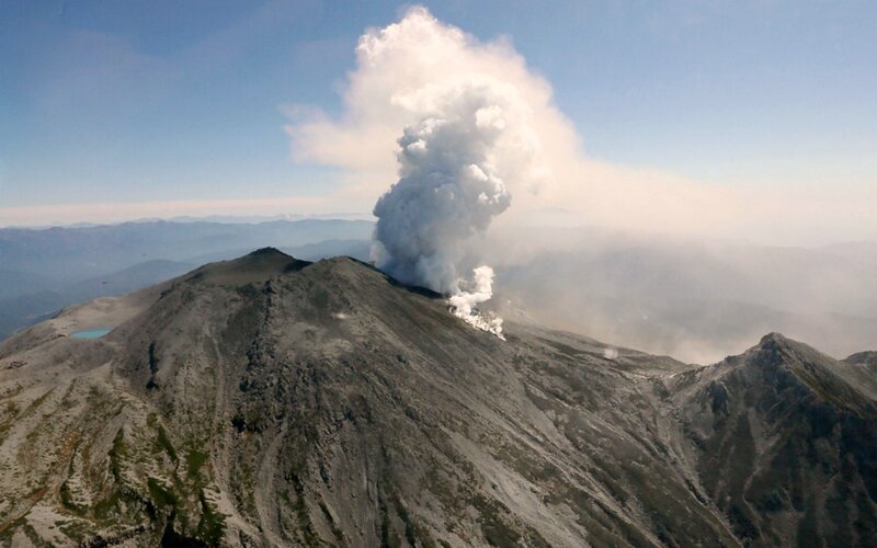 Volcano Erupting — Gray, Dramatic, Afternoon