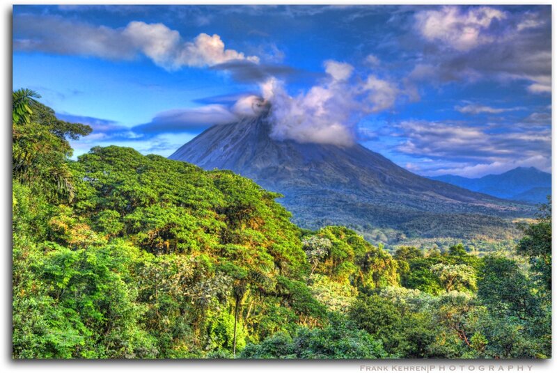 Volcano Erupting in Forest — Green