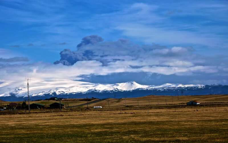 Volcano erupting in Iceland