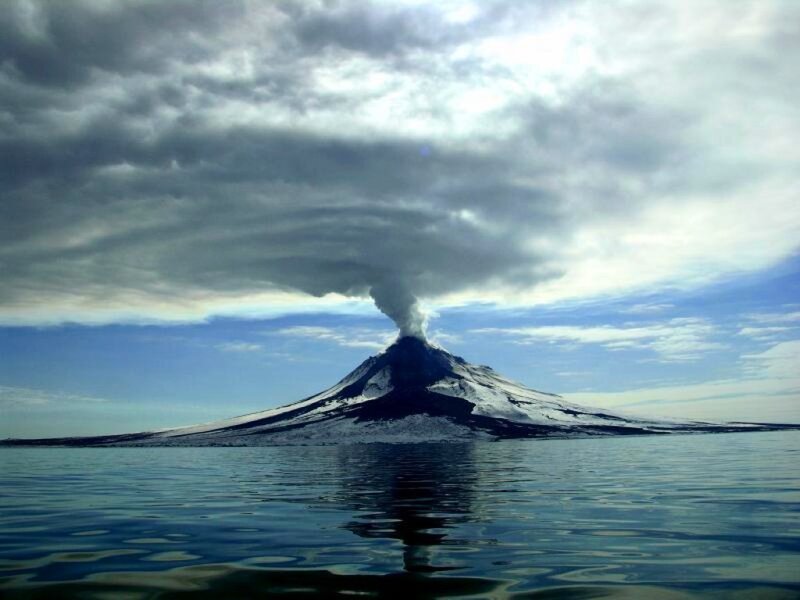 volcano erupting in ocean