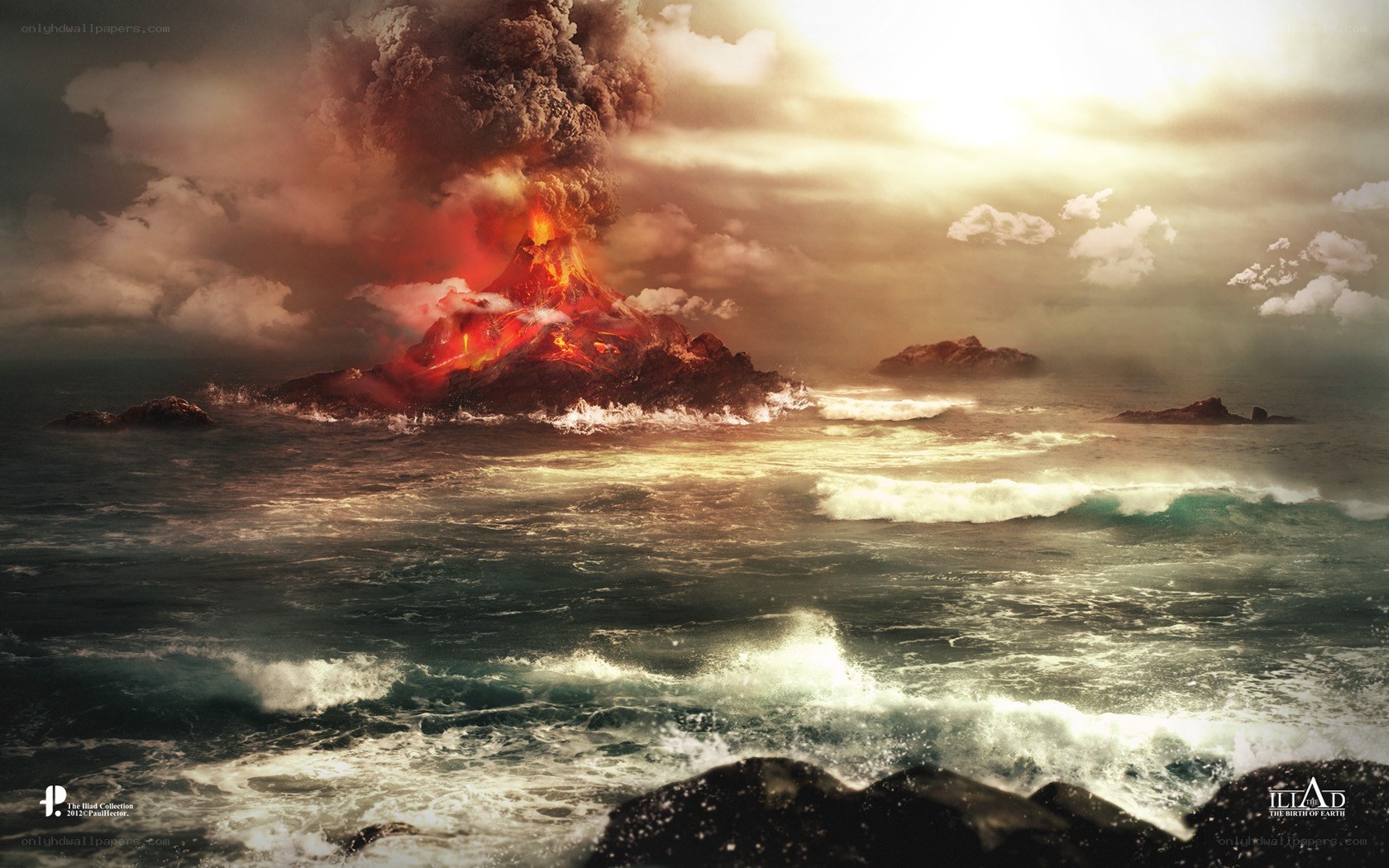Volcano erupting in the ocean