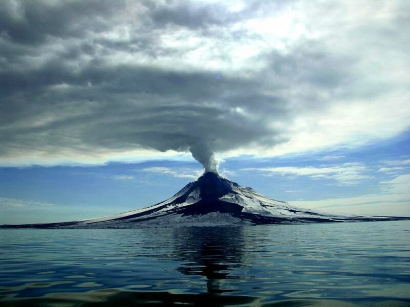 volcano erupting in the sea