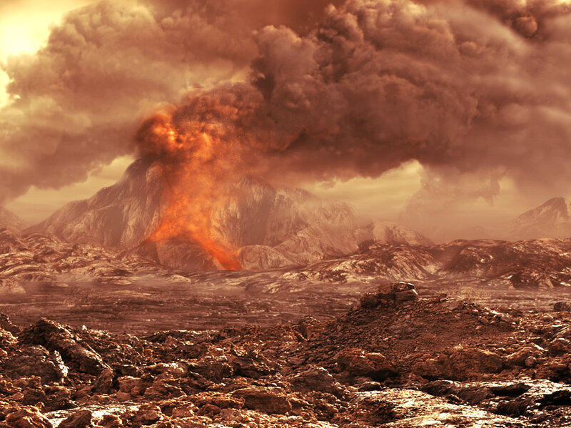Volcano Erupting Lava — Orange