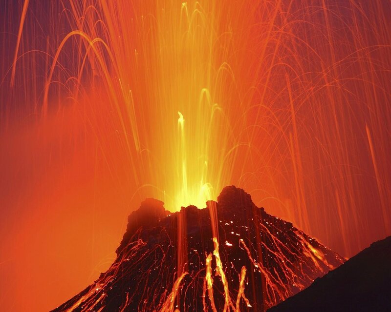 Volcano Erupting Lava — Red