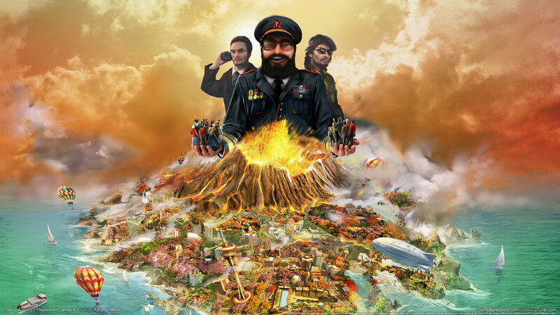 Volcano Erupting on Island — Orange