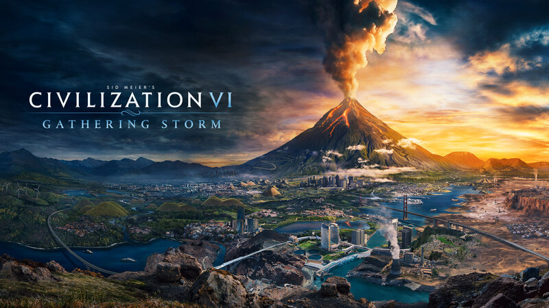 Volcano Erupting over City — Orange
