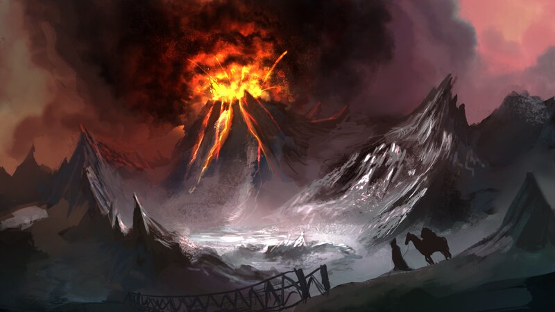 Volcano Erupting — Red, Dramatic
