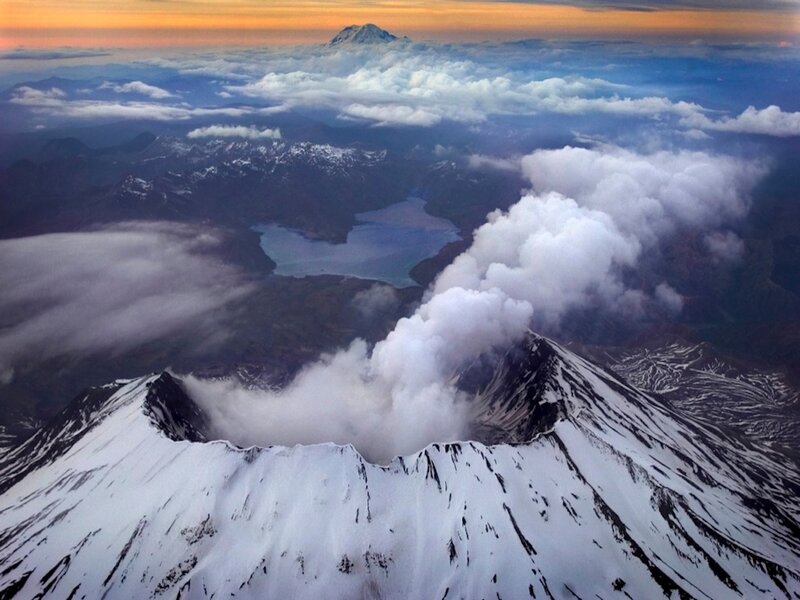 Volcano Erupting — White