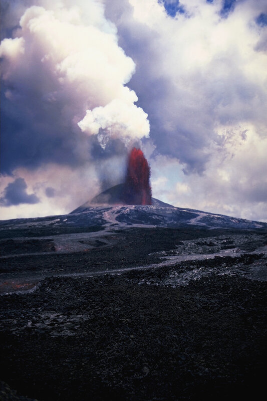 Volcano erupting with lava