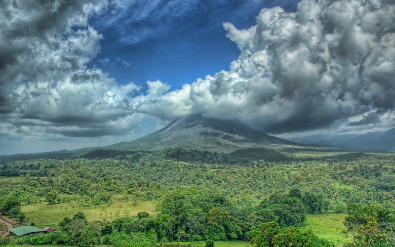Volcano in Forested Landscape