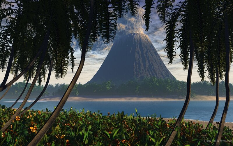 Volcano in Tropical Landscape