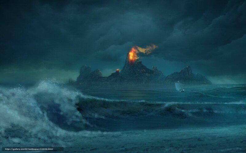 Volcano Island at Sea
