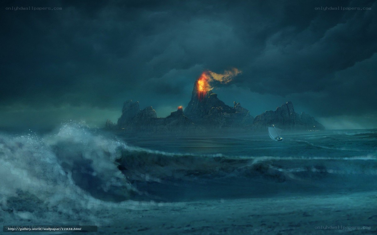 Volcano Island at Sea