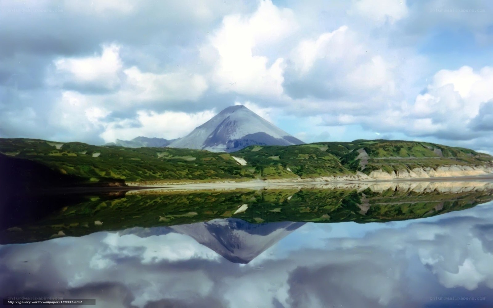 Volcano reflected in lake