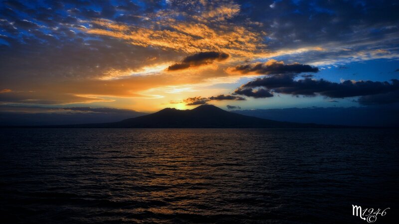 Volcano Silhouette at Sunset