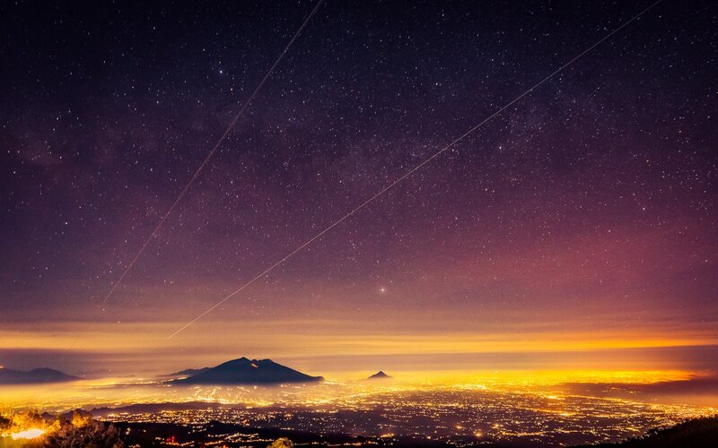 Volcano under Starry Sky — Purple