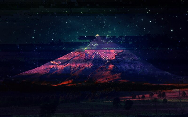 Volcano under Starry Sky