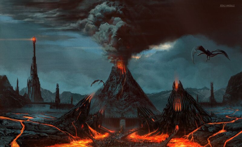 Volcano with Lava Flows