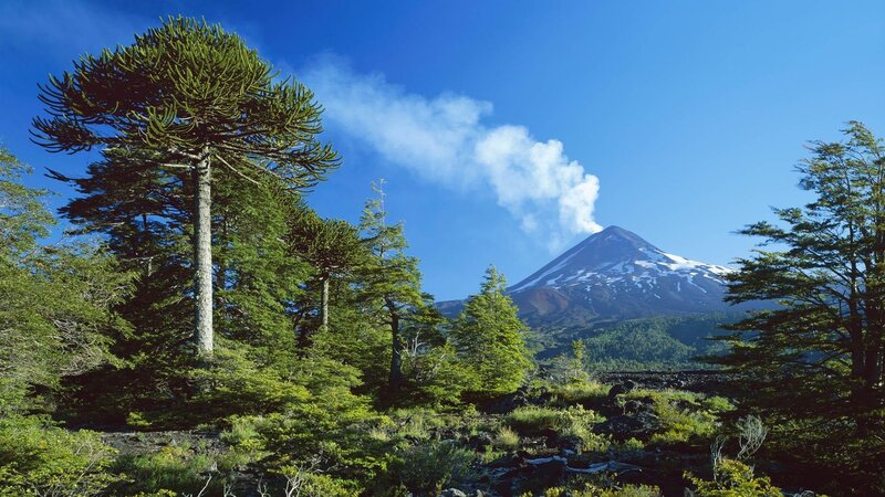 Volcano with Smoke — Blue, Dramatic